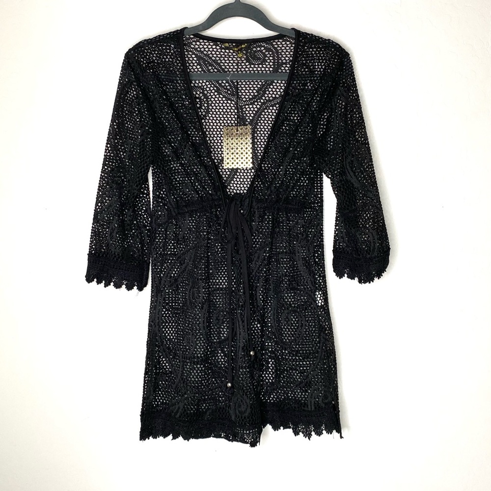 swimwear cover-up black swim beachwear NWT small large - Picture 3 of 5